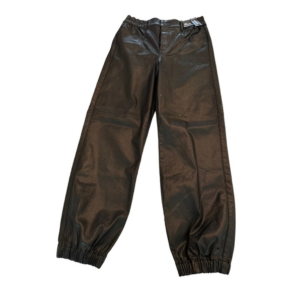 Express NWT Super High Rise Black Shiny Denim Joggers - Picture 1 of 6